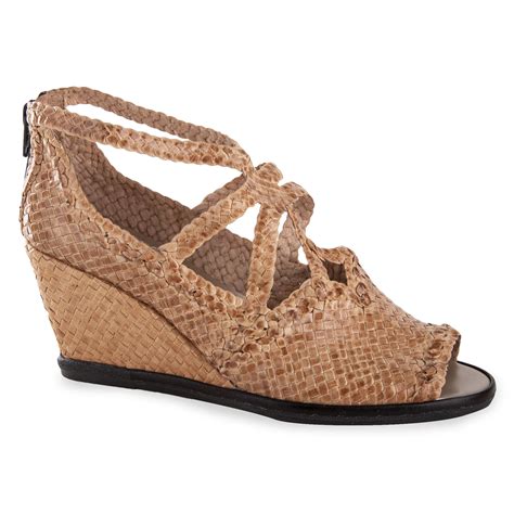 Sandales Compens Es Tress Es En Cuir Beige Femme Karida Prix