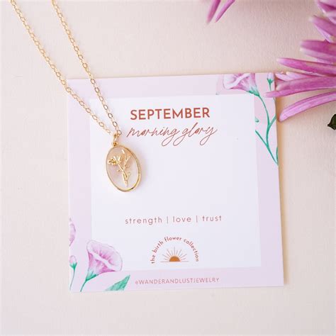 September Birth Flower Necklace, Birth Month Flower, Gift for Her ...