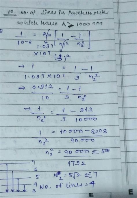 determine the number of lines in paschen series which have a wavelength ...