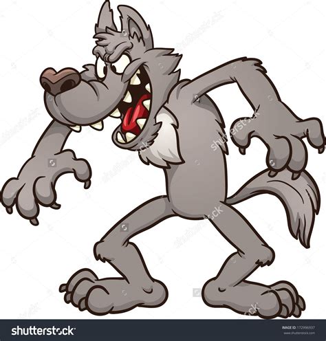 Stock Vector Big Bad Cartoon Wolf Vector Clip Art Illustration With