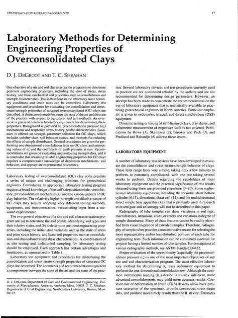 Pdf Laboratory Methods For Determining Engineering Properties Onlinepubs