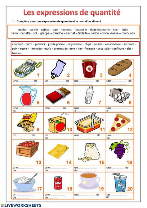 The French Language Worksheet With Pictures Of Food And Drinks In