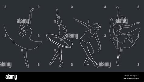 Ballet Dancers Set Continuous Line Art Collection Of Ballerinas In