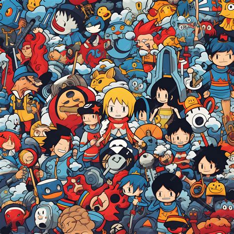 Premium Ai Image Cartoon Anime Pattern