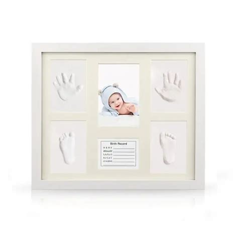 Classic White Wood Baby Frame Hand And Footprint 12 Month Footprint