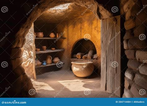 kiln   open door revealing pottery  stock illustration