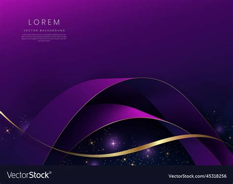 Abstract 3d Gold Curved Ribbon On Purple And Dark Vector Image