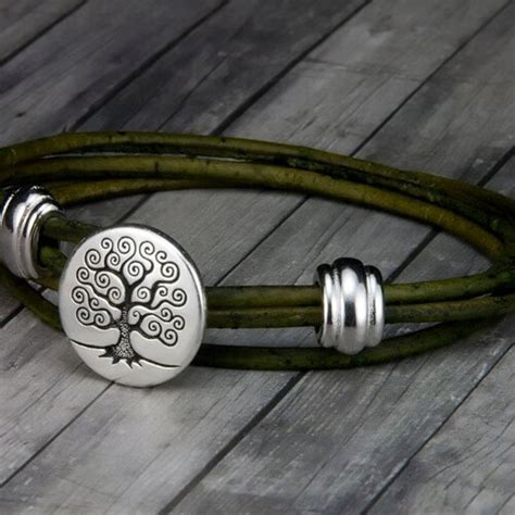 Tree Of Life Leather Bracelet Leather Wrap Bracelet Unisex Etsy