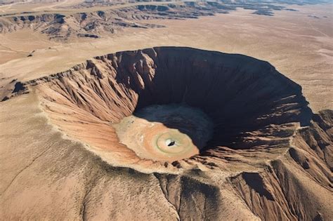 Premium AI Image | Aerial view of a massive meteor impact crater ...