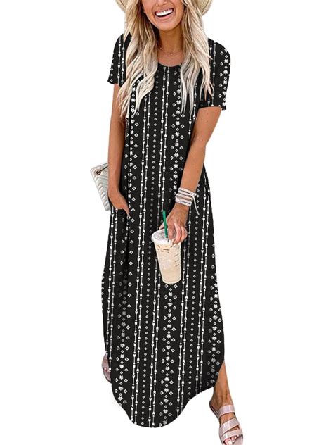 Anrabess Women S Casual Loose Short Sleeve Long Dress Split Maxi Summer Beach Dress With Pockets