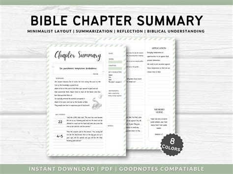 Bible Chapter Summary Printable Template Bible Study Guide Template Digital Verse Mapping Notes ...