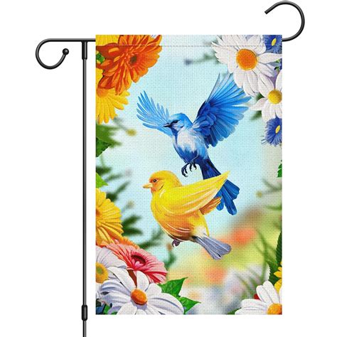 Heyfibro Spring Summer Flower Garden Flag Summer Daisy Hummingbird