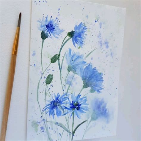 Painting process video - blue cornflowers in watercolor | Watercolor ...