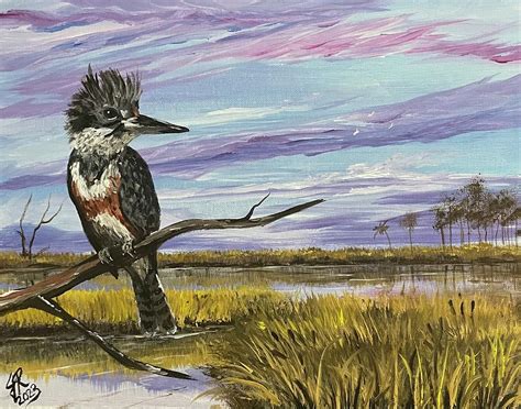 Banded Kingfisher Painting By Jim Russell Fine Art America