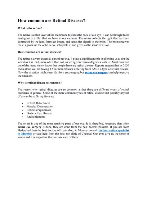 How common are Retinal Diseases? by eye-hospital-mumbai - Issuu