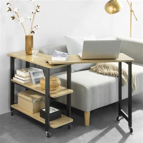 SoBuy FWT83 N Table d appoint Rotative Bout de Canapé à roulettes