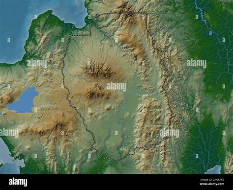 Bukidnon Province Of Philippines Colored Elevation Map With Lakes And