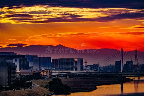 View of the Tama River Sky Bridge Stock Image - Image of nostalgic ...