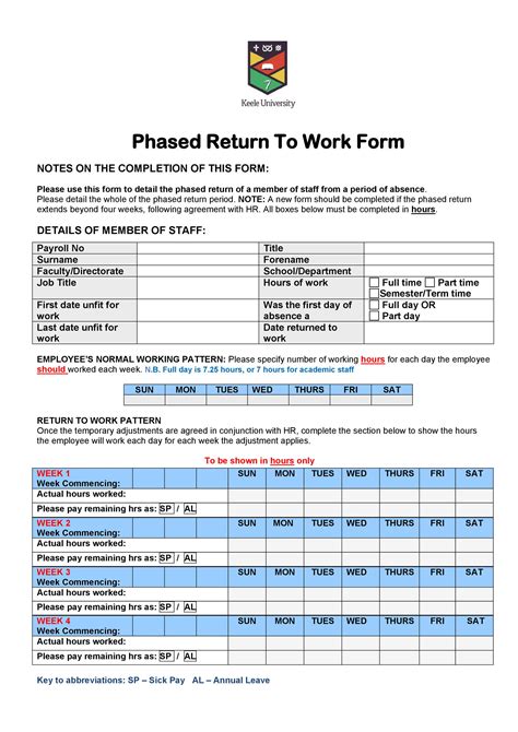 49 Best Return To Work And Work Release Forms Templatelab