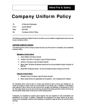 Fire Department Uniform Policy Example - Fill and Sign Printable ...