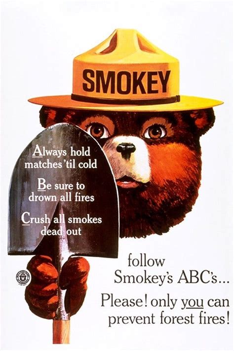 Smokey Bear Abcs Shovels Vintage Poster 6 Sizes Art Etsy Smokey The