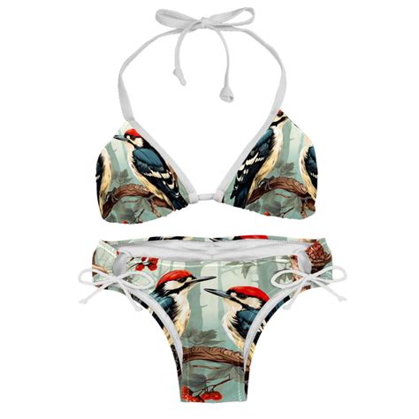 Woodpecker Swimsuit Bikini Set With Detachable Sponge And Adjustable