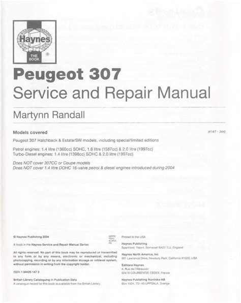 Peugeot Haynes Workshop Manual Pdf For Free