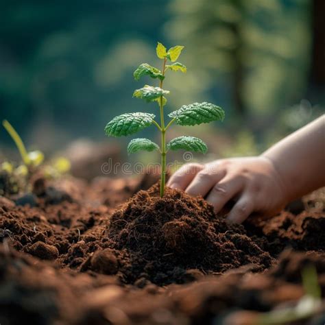 Tree Planting Initiative Young Trees Symbolizing Ecological Commitment