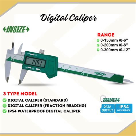 INSIZE Digital Caliper Standard Fraction Reading IP54 Waterproof