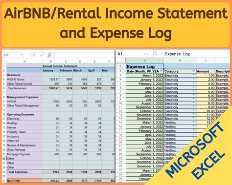 Airbnb Rental Income Statement Tracker With Expense Etsy Canada In