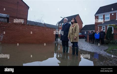 Labour leader Jeremy Corbyn and Labour MP Caroline Flint visit flood hit Conisbrough on November ...