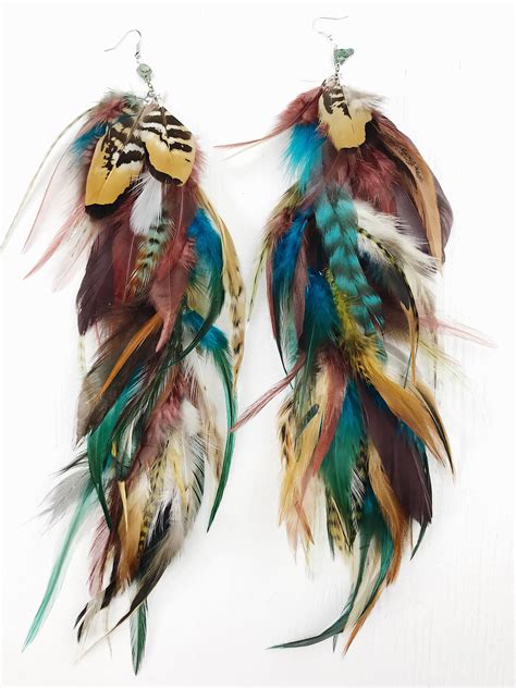 Wild And Free Bohemian Feather Earrings Long Feather Hair Etsy