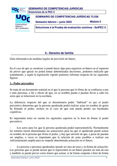 Solpec Seminario Prueba Evaluaci N Continua Soluciones De La Pec