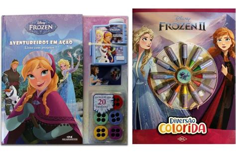 Kit de Livros infantil Disney diversão colorida Frozen