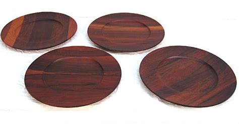 4 Solid Brazilian Rosewood Plates Orange And Brown