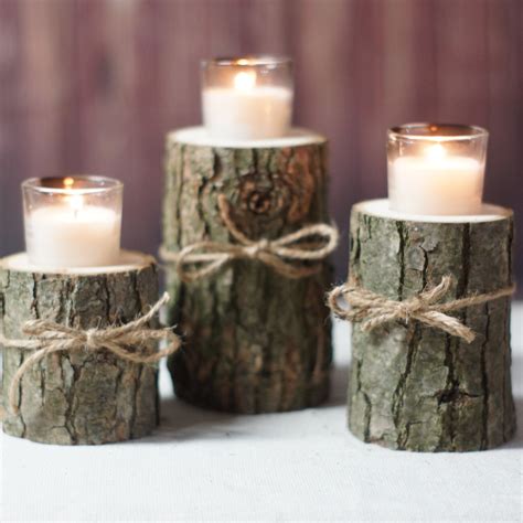 Log Candle Holder Rustic Tealight Holder Rustic Centerpiece