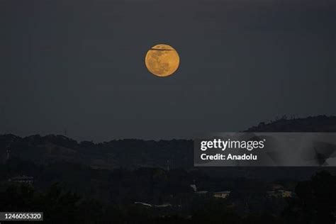 The first full moon of 2023 or moon of the wolf, is seen from the ...