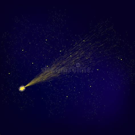 Yellow Falling Star Meteor Shower Stock Vector Illustration Of