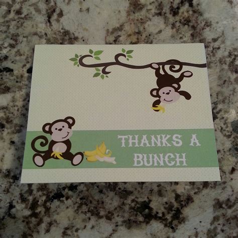 Printable Monkey Thank You Cards Etsy