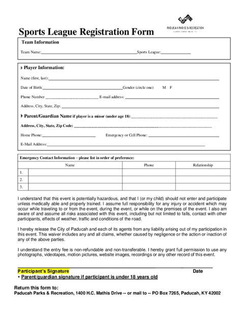 Fillable Online A Simple Youth Baseball Registration Form Template