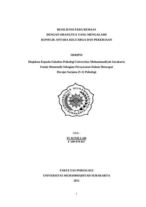 PDF RESILIENSI PADA REMAJA KONFLIK ANTARA KELUARGA Eprints Ums Ac Id