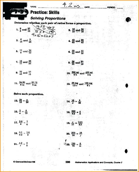 Ratio And Proportion Worksheets With Answers