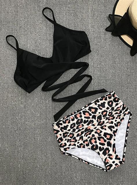 Sexy Leopard Print Bikini Set Swimwear High Waist Swimsuit On Luulla