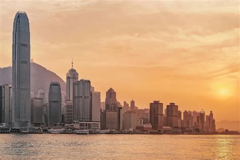 Premium Photo Beautiful Victoria Harbor In Hong Kong At Sunset View