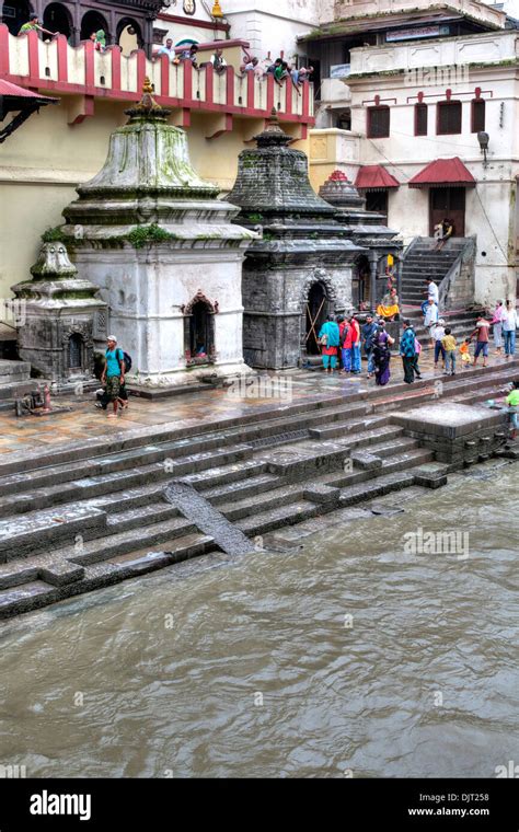 Cremation Area Pashupatinath Bagmati River Kathmandu Nepal Stock