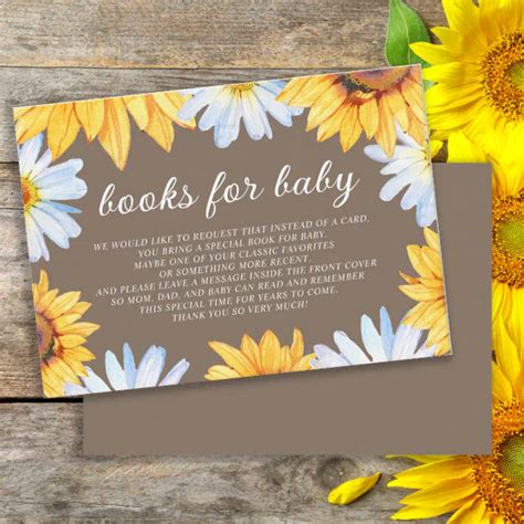 Sunflowers Daisies Baby Shower Book Enclosure Card Zazzle