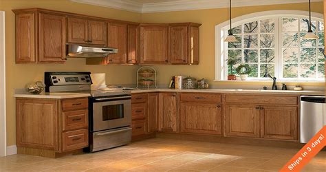 Hampton Wall Kitchen Cabinets in Medium Oak – Kitchen – The Home Depot