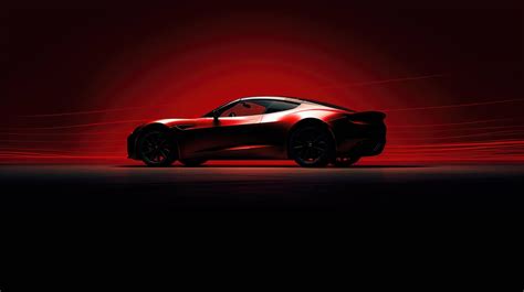 Tesla Roadster Futuristic Silhouette Enhanced By Minimalistic Low Key