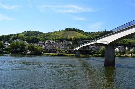 Zell An Der Mosel Germany Thin Bridge Across The Mosel