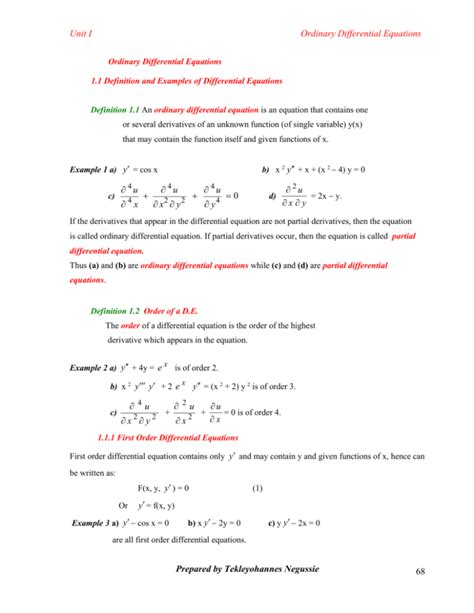 Ordinary Differential Equations